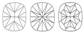 Cushion Cut Diamond - Three Pavilion Patterns